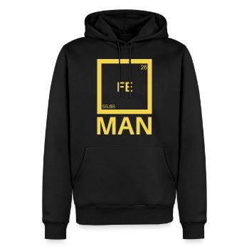 FE MAN 55.58 Éléments chimiques du fer Fer 26 - Sweat à capuche Premium bio Homme - noir - Devant - Nico (187cm)