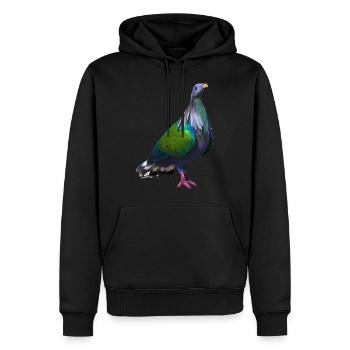 Illustration de pigeon grue - Sweat à capuche Premium bio Homme - noir - Devant - Nico (187cm)