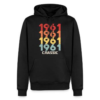 1961 Jubilé dans un style vintage classique 1961 - Sweat à capuche Premium bio Homme - noir - Devant - Nico (187cm)