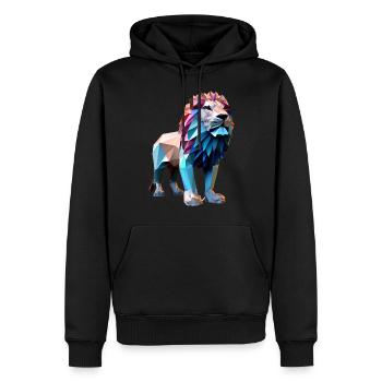 Lions polygonaux - Sweat à capuche Premium bio Homme - noir - Devant - Nico (187cm)
