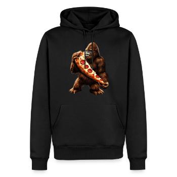 Bigfoot Pizza Party - Männer Premium Bio Hoodie - Schwarz - Vorne - Nico (187cm)