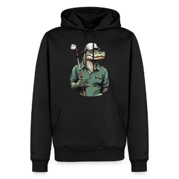 Crocodile Golfer Design Esthétique Streetwear - Sweat à capuche Premium bio Homme - noir - Devant - Nico (187cm)