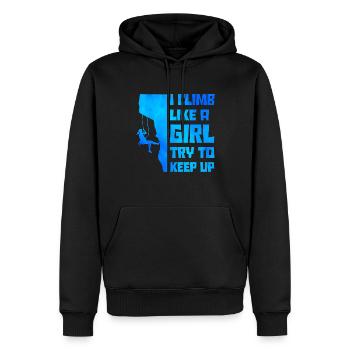 I Climb Like A Girl Try To Keep Up Bouldering Clim - Männer Premium Bio Hoodie - Schwarz - Vorne - Nico (187cm)