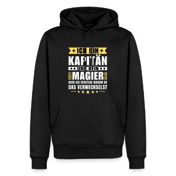 Ich bin Kapitän und kein Magier - Männer Premium Bio Hoodie - Schwarz - Vorne - Nico (187cm)