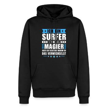 Ich bin Surfer und kein Magier - Männer Premium Bio Hoodie - Schwarz - Vorne - Nico (187cm)