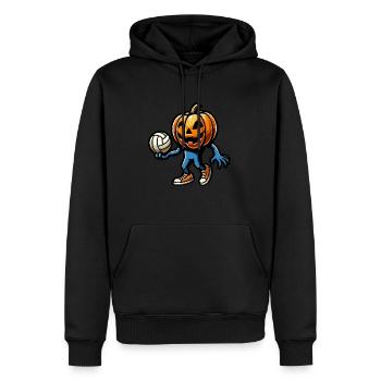 Citrouille au volley-ball - Sweat à capuche Premium bio Homme - noir - Devant - Nico (187cm)