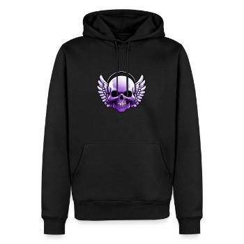bande dessinée bande dessinée crâne violet avec casque - Sweat à capuche Premium bio Homme - noir - Devant - Nico (187cm)