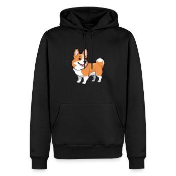 Cartoon Comic Süßer Corgi Hund - Männer Premium Bio Hoodie - Schwarz - Vorne - Nico (187cm)