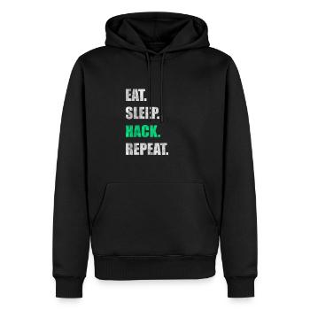 Eat Sleep Hack Repeat Hacker Hacken - Männer Premium Bio Hoodie - Schwarz - Vorne - Nico (187cm)
