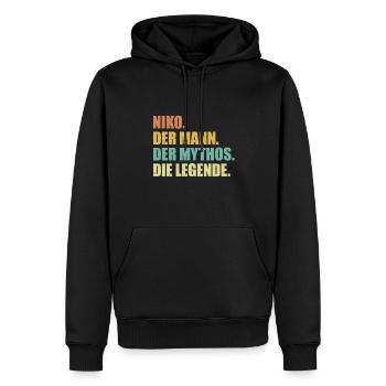 Niko Name Mythos Legende Spruch Geschenk - Männer Premium Bio Hoodie - Schwarz - Vorne - Nico (187cm)