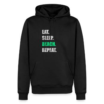 Vacances balnéaires d’été - Sweat à capuche Premium bio Homme - noir - Devant - Nico (187cm)