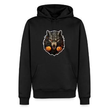 Loup d’Halloween 3 - Sweat à capuche Premium bio Homme - noir - Devant - Nico (187cm)