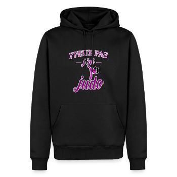 j peux pas j ai judo tee shirt femme humour girly - Sweat à capuche Premium bio Homme - noir - Devant - Nico (187cm)
