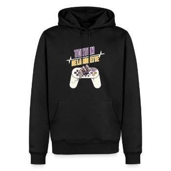 Tonton de la manette gamer idée cadeau humour - Sweat à capuche Premium bio Homme - noir - Devant - Nico (187cm)