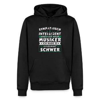 Sympathisch und intelligent - Musiker Edition - Männer Premium Bio Hoodie - Schwarz - Vorne - Nico (187cm)