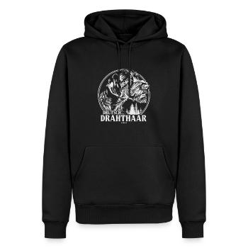 German Wirehaired - Men’s Premium Organic Hoodie - black - Front - Nico (187cm)