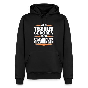 Tischler im falschen Job gelandet - Männer Premium Bio Hoodie - Schwarz - Vorne - Nico (187cm)