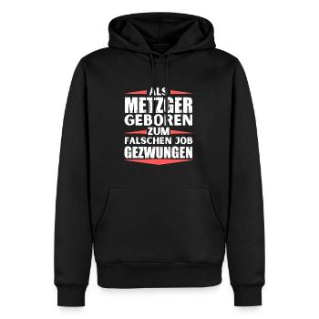 Metzger im falschen Job gelandet - Männer Premium Bio Hoodie - Schwarz - Vorne - Nico (187cm)