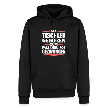 Tischler im falschen Job gelandet - Männer Premium Bio Hoodie - Schwarz - Vorne - Nico (187cm)