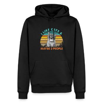 I Like Cats And Maybe 3 People Cat Lover Cat Train - Männer Premium Bio Hoodie - Schwarz - Vorne - Nico (187cm)