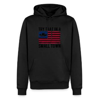 Essayez cela dans une petite ville du pays du drapeau américain - Sweat à capuche Premium bio Homme - noir - Devant - Nico (187cm)