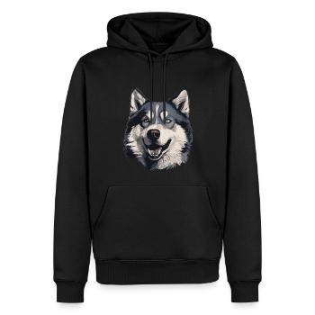 Husky Chien de traîneau Husky Head - Sweat à capuche Premium bio Homme - noir - Devant - Nico (187cm)