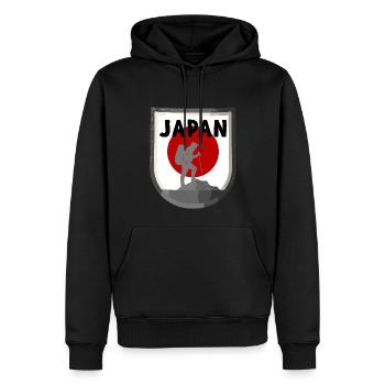Drapeau du Japon utilisé Look Nihon drapeau japonais - Sweat à capuche Premium bio Homme - noir - Devant - Nico (187cm)
