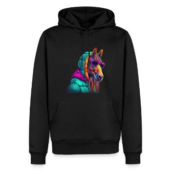 Pferd mit Sonnenbrille Bunt Coole Pferde - Männer Premium Bio Hoodie - Schwarz - Vorne - Nico (187cm)
