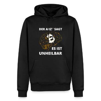 Bitcoin BTC Crypto Blockchain Münze Börse Coin - Männer Premium Bio Hoodie - Schwarz - Vorne - Nico (187cm)