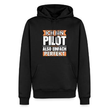 Einfach ein Perfekter Pilot - Männer Premium Bio Hoodie - Schwarz - Vorne - Nico (187cm)