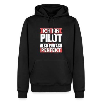 Einfach ein Perfekter Pilot - Männer Premium Bio Hoodie - Schwarz - Vorne - Nico (187cm)
