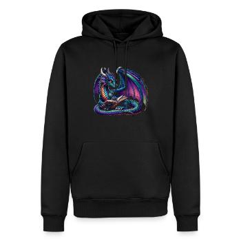 Drache Lesebuch Bücher Bücherwurm Bibliophiler - Männer Premium Bio Hoodie - Schwarz - Vorne - Nico (187cm)