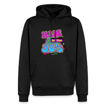 80s Retro Vintage Costume Carnival 80's - Men’s Premium Organic Hoodie - black - Front - Nico (187cm)
