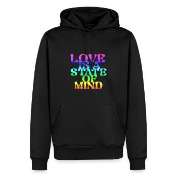 love is a state of mind, LGBT,regenbogen,bunt - Männer Premium Bio Hoodie - Schwarz - Vorne - Nico (187cm)