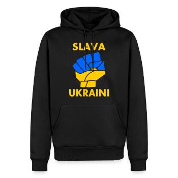 Slava ukraini - Männer Premium Bio Hoodie - Schwarz - Vorne - Nico (187cm)