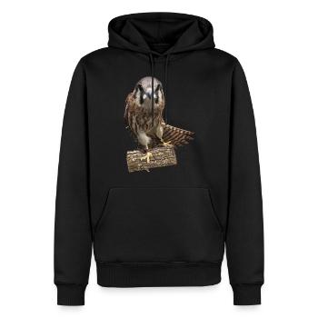 Crécerelle - Sweat à capuche Premium bio Homme - noir - Devant - Nico (187cm)