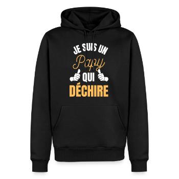 je suis un papy qui déchire - meilleur papy - Sweat à capuche Premium bio Homme - noir - Devant - Nico (187cm)