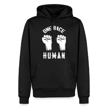 One Race, Human (Une race, humaine) - Sweat à capuche Premium bio Homme - noir - Devant - Nico (187cm)