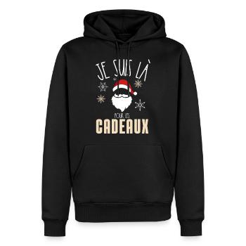 cadeau homme Noel - Sweat à capuche Premium bio Homme - noir - Devant - Nico (187cm)