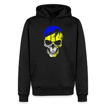 Blue Yellow White - Jena Colors Skull - Men’s Premium Organic Hoodie - black - Front - Nico (187cm)