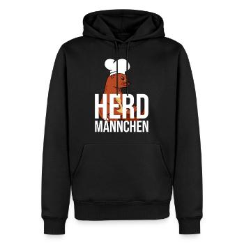 Herdmännchen Koch Kochschürze Hobbykoch Küche - Männer Premium Bio Hoodie - Schwarz - Vorne - Nico (187cm)