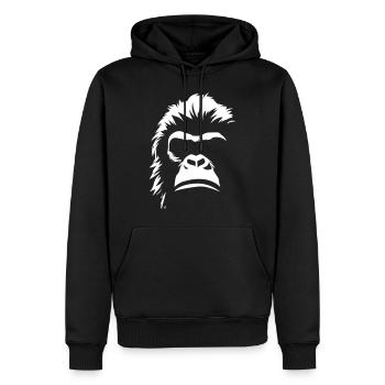 Stenciled Gorilla Head Logo - Bold and Powerful St - Men’s Premium Organic Hoodie - black - Front - Nico (187cm)