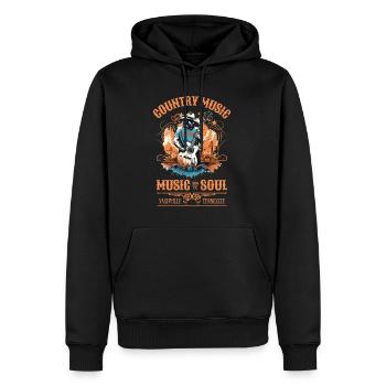 Musique Country Guitare Guitariste Chanteur Vintage - Sweat à capuche Premium bio Homme - noir - Devant - Nico (187cm)