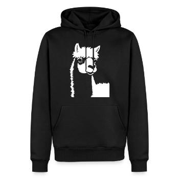 Funny Alpaca Silhouette Cheeky Fun Alpacas - Men’s Premium Organic Hoodie - black - Front - Nico (187cm)