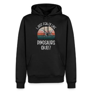 Musée d’archéologie Dino T-Rex - Sweat à capuche Premium bio Homme - noir - Devant - Nico (187cm)