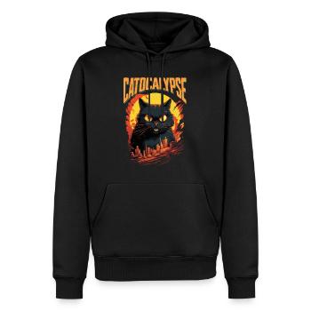 Le chat détruit la grande ville en colère maléfique Art moderne - Sweat à capuche Premium bio Homme - noir - Devant - Nico (187cm)
