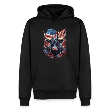 Bulle der Wall Street: Amerikanische Börsenmacht - Männer Premium Bio Hoodie - Schwarz - Vorne - Nico (187cm)