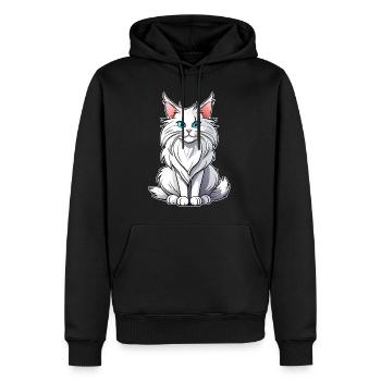 Stolze weiße Maine Coon Katze mit blauen Augen - Männer Premium Bio Hoodie - Schwarz - Vorne - Nico (187cm)