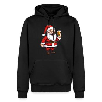 Santa Claus Alcohol Beer Mulled Wine Liquor Cheers - Men’s Premium Organic Hoodie - black - Front - Nico (187cm)