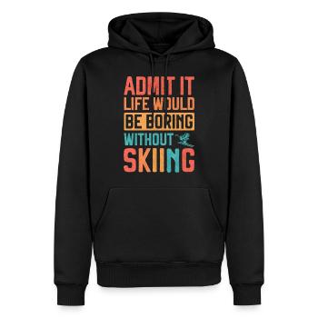 Après-Ski Detti Das Leben wäre langweilig ohne Skifahren - Männer Premium Bio Hoodie - Schwarz - Vorne - Nico (187cm)
